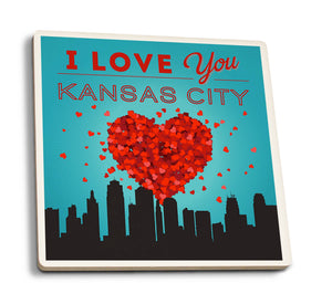 CERAMIC COASTER I Love You Kansas City, Missouri